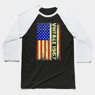 55 Year Old Gifts Vintage 1967 American Flag 55th Birthday Baseball T-Shirt